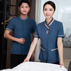 Uniforme de ménage à manches courtes, 3 couleurs, design élégant, pour hôpitaux, uniformes noirs pour femmes de chambre et personnel de nettoyage - Vente en gros - Product Image 3