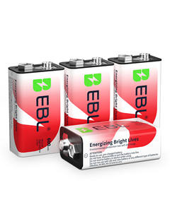 EBL 9V Baterías Recargables de Litio de 9 Voltios, Paquete de 4 Baterías EBL 9V Recargables de Iones de Litio de 600 mAh - Product Image 1