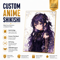 Papan Shikishi Holografik Prisma Kustom Anime dengan Seni Foil Emas, Papan Koleksi Iridescent, Hadiah Tanda Tangan
