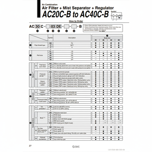 การรวมกันของลม AC40C-04M-TV-B ชิ้นส่วนนิวเมติก SMC - Product Image 1