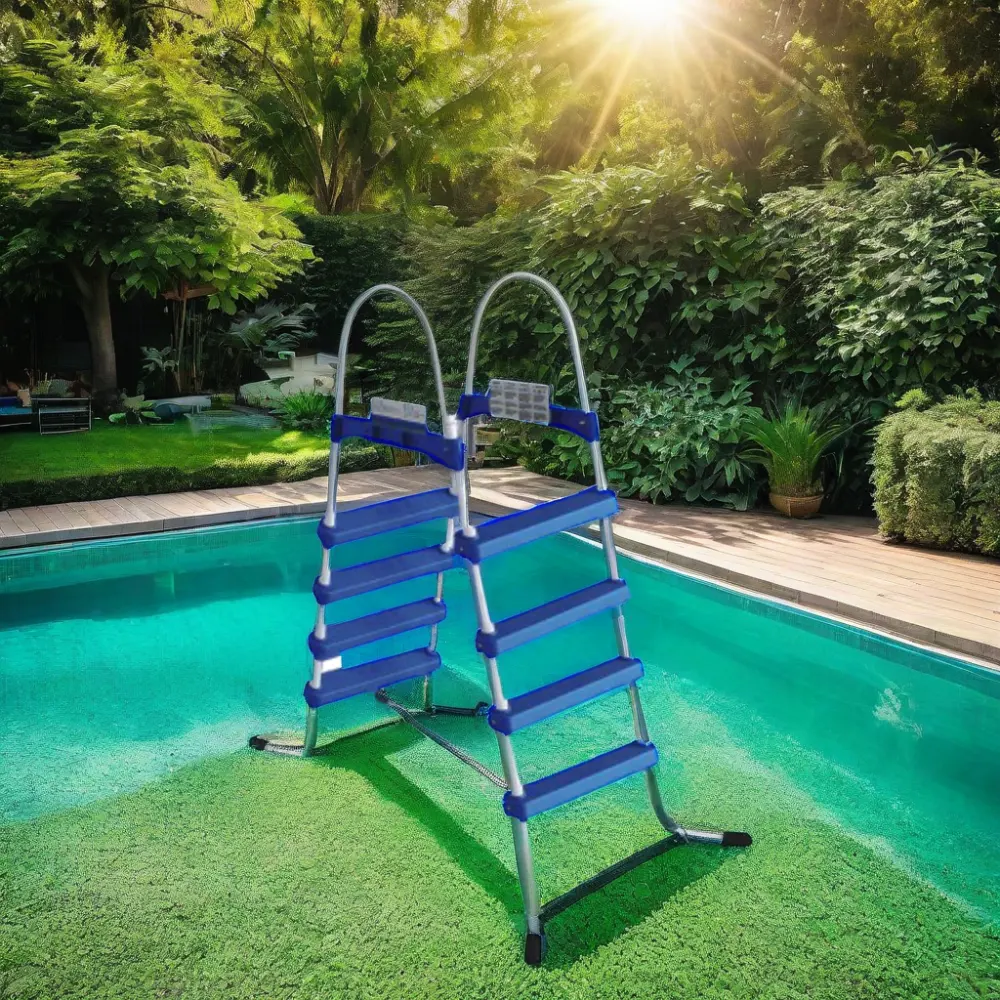 Best Way Steel 4-Step Deck Mount Pool Ladder Heavy Weight Ground Pool Ladder with Easy Install for Intex Swimming Pool