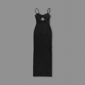 Nuovo <span class=keywords><strong>vestito</strong></span> <span class=keywords><strong>nero</strong></span> a <span class=keywords><strong>maglia</strong></span> a fascia per le donne, cinghie incrociate, pendolarismo dimagrante, appuntamenti, banchetti, abiti lunghi aderenti - Product Image 3