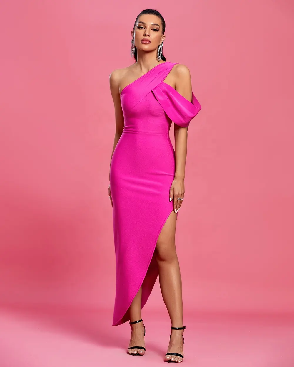 Ocstrade Celebrity Birthday Party Pink Club Dress Side Hight Split Bodycone Bandage Dress Xl 2023 Luxury For Women Elegant