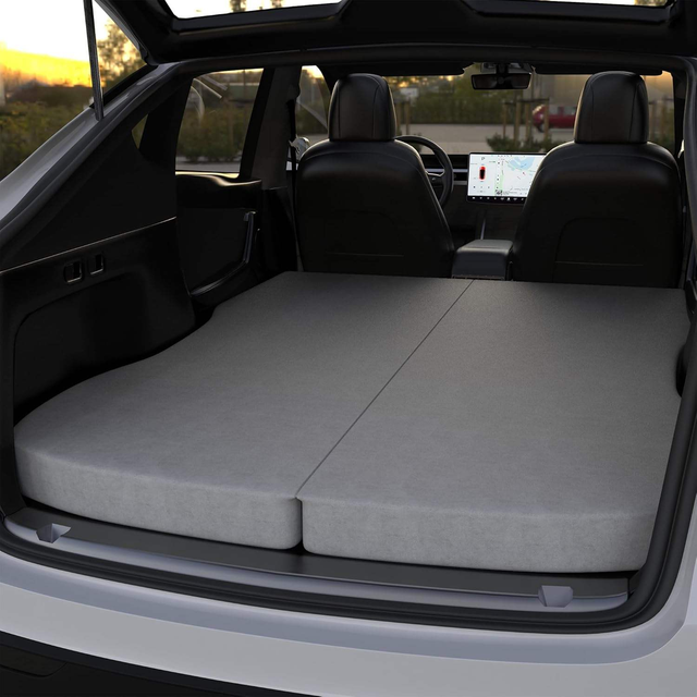 Tesla Foldable Car Sleeping Pad with Memory Foam and Washable Plush Camping Mattress