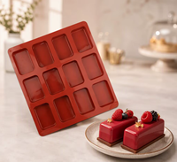 12-Loch Quadratische Silikon-Kuchenformen für DIY-Handgemachte Seife, Wiederverwendbare Schokoladen-, Kuchen- und Kerzenform, Backzubehör