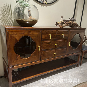 New Chinese Style Ebony Wood <b>Sideboard</b> Solid Wood <b>Storage</b> Cabinet Tea Cabinet For Dining Room Partition - Product Image 3