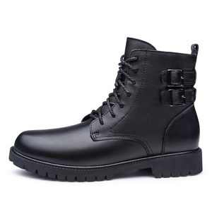 Bottes Martin pour hommes, style Derby, Oxford, Chukka, pour uniforme, affaires, extérieur, en cuir de vache véritable, mi-hautes, avec doublure en polaire épaisse et coton - Product Image 2