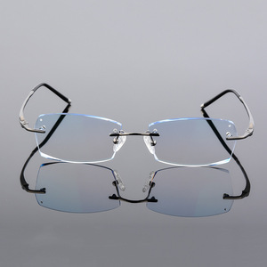 Montura de gafas sin montura de corte de diamante óptico para hombre con lentes graduadas de tinte degradado - Product Image 5