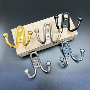 Solid Iron Double <b>Wall</b> Hook 69mm X 65mm Heavy Duty Coat Hat <b>Shoe</b> <b>Rack</b> Mounting Hardware - Product Image 2
