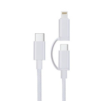 Cable de Datos de Carga Rápida PD Uno a Dos para Teléfono, Compatible con Apple 17/16/15, Cable de Carga Trenzado, Tipo-C Dos en Uno
