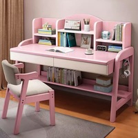 Ensemble Chaise et Bureau d'Étude Moderne pour Enfants, Hauteur Réglable, Étagère en Bois Massif, Mobilier Scolaire et Domestique pour École Primaire