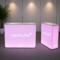 Tables promotionnelles portables personnalisées, comptoirs de réception pliables, éclairage LED pour événements publicitaires, salons professionnels