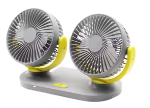 Mini ventilateur de tableau de bord de voiture portable à double lame, réglage à 360 degrés, ventilateur de refroidissement USB multifonction avec base - Product Image 3