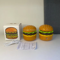 Lampe de table pliable avec design hamburger, style américain, en plastique, alimentée par USB, avec lumière LED, taille-crayon, cadeau