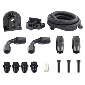 Oz Oil Filter Connectors And Piping Kit Universal Fit For Ford Cars Retrofit Upgrade <b>Black</b> 8mm Hose With Fittings - Product Image 2