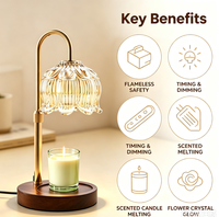 Lampe chauffe-bougie parfumée avec 2 ampoules, chauffe-bougie électrique avec minuterie et variateur d'intensité pour la décoration de la maison