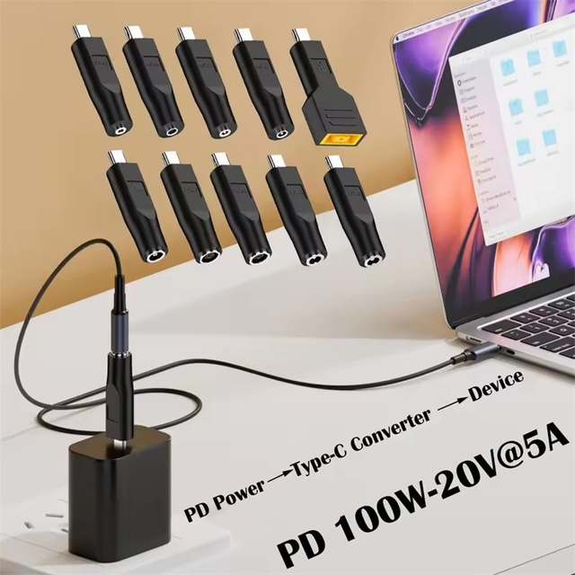 Type-C to DC PD 100w Fast Charging Adapter for Laptop for Lenovo Notebook for Power Tool Remote Control Toys Car Vacuum Cleaner