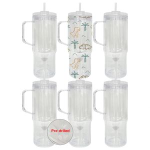 40Oz <b>Double</b> <b>Wall</b> Plastic Tumbler Handle With Pre-Drilled Hole and Silicone Plug - Product Image 2