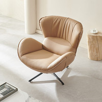 Fauteuil pivotant simple en PU de style nordique, luxe léger, moderne et minimaliste, pour salon, balcon, détente