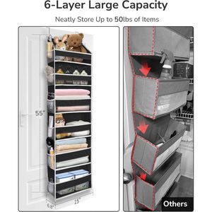 Over The Door Organizer 18 Pockets Black Hanging <b>Storage</b> For Baby Products Neatening Closet Organizer Non Woven Fabric - Product Image 2
