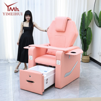 Fauteuils de pédicure roses avec pompe de vidange, chaise de manucure spa professionnelle de luxe confortable, fournisseur pour salon de manucure