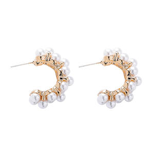 Pendientes chapados en oro rosa con perlas de imitación, perlas redondas blancas de imitación, joyería clásica de boda para mujer - Product Image 4