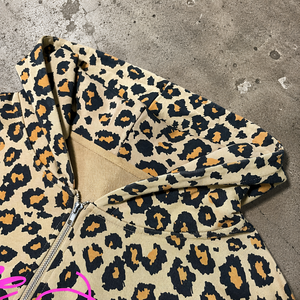 Men's Oversized Vintage Wash Distressed Zip Hoodies 100% Cotton Breathable High Quality Leopard Streetwear Sweatshirt Custom - Product Image 6