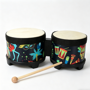 Instrumento de percusión infantil de 5 + 6 pulgadas de buena calidad al por mayor tambor <span class=keywords><strong>Bongo</strong></span> de madera para niños - Product Image 5