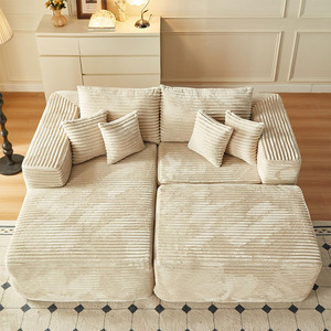 Canapé-lit double surdimensionné sans structure en velours côtelé, chaise longue de détente compressée pour chambre à coucher, mobilier d'intérieur - Product Image 2