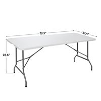 Table d'extérieur pliante rectangulaire blanche moderne en plastique pour réunion traiteur banquet pique-nique