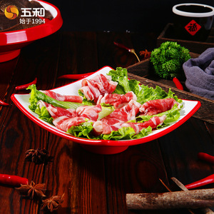 Melamine <b>Plate</b> Irregular Shape Red White Two Tone For Hot Pot Barbecue Party Use - Product Image 3