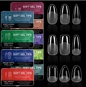 BIN Nueva serie corta sin costuras Las puntas <span class=keywords><strong>de</strong></span> gel suave incluyen nueve <span class=keywords><strong>tipos</strong></span> <span class=keywords><strong>de</strong></span> <span class=keywords><strong>uñas</strong></span>, 440 piezas/caja, dedo acrílico <span class=keywords><strong>de</strong></span> color transparente 100 - Product Image 2