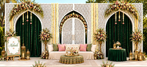 Elegant Wedding Reception Stage Wholesale White Arched Backdrop Frames Modern Geometric Laser Cut Wedding Backdrop <b>Screen</b> <b>Panels</b> - Product Image 4