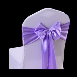 Lazos de Satén Morado con Flores de Lavanda para Decoración de Sillas en Bodas, Estilo Moderno - Product Image 1