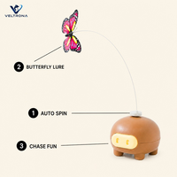 Jouet pour chat papillon rotatif, jouet interactif pour chat avec base en forme de cochon, jouet pour chat à activation automatique
