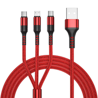 Vente chaude de haute qualité 2023 en Stock en gros 3 en 1 câble de charge rapide câble de charge rapide Micro USB