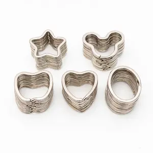 factory wholesale fancy star oval heart shape split key ring custom various shaped Irregularity cartoon metal flat key chains