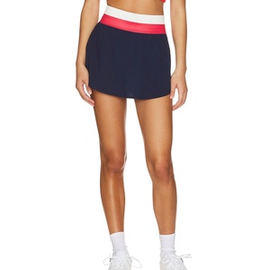 Contrast Color Breathable <b>Custom</b> Logo Tennis Skirts Round Neck Sleeveless Tops Women Tennis <b>Dress</b> - Product Image 3