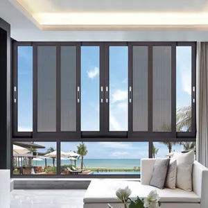 现代设计铝窗带框铝推窗铝合金窗蚊帐