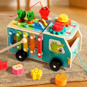 Giocattoli in Legno a Tema Fattoria: Carretto Multifunzionale con Animali e Colori Assortiti per Bambini - Product Image 4