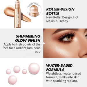 Custom Your Logo Roller-design High Pigment Glow Highlighter 2023 Waterproof <b>Wholesale</b> Vegan Liquid Highlighter Makeup - Product Image 4
