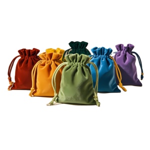 Grand sac à cordon en velours noir personnalisé pour bijoux, montres, lunettes, pochette Terciopelo recyclable écologique imprimée avec logo - Product Image 1