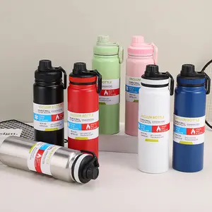 Özel Logo OEM Bpa ücretsiz toz kaplı yalıtımlı çift duvar paslanmaz çelik Metal spor içeceği su şişesi