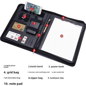 Custom Logo <b>A4</b> Promotional Notebook Faux <b>Leather</b> Cover Etched Logo for Business Meetings Manager <b>Folder</b> Sales Presentations - Product Image 4