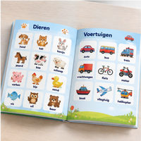 Libro Educativo de Vocabulario en Holandés con Temas de Animales y Vehículos para Práctica Guiada en el Aula