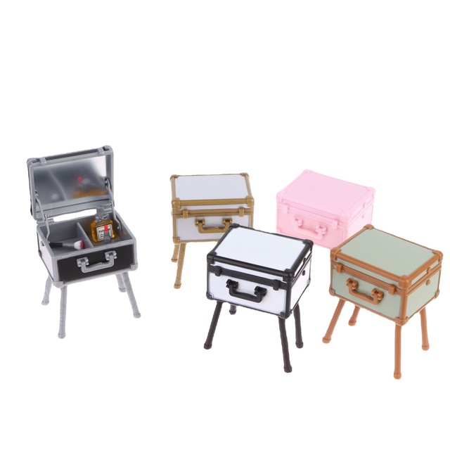 Dollhouse 1 12 Scale Mini Cosmetic Case Lipstick Perfume Air Cushion Set Plastic Dollhouse Accessory Toy