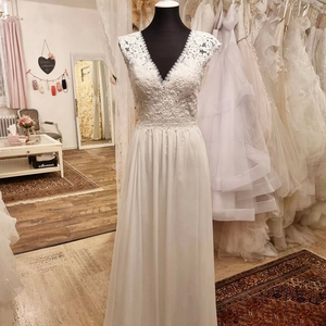 ON440 Simple vestido de novia blanco Boho <span class=keywords><strong>Ever</strong></span> Pretty elegante gasa sin mangas bata Sexy vestido de novia para ser - Product Image 1