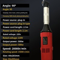 Meuleuse d'angle électrique polyvalente transfrontalière 6 vitesses réglables, haute puissance 500W, pour polissage, restauration et finition de coulis