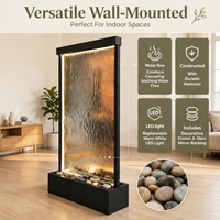 Mur d'eau en verre autoportant moderne avec cascade LED à changement de couleur, fontaine décorative pour hall d'hôtel