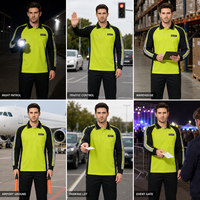 Polo de travail haute visibilité personnalisé OEM à manches longues, bicolore, avec bandes réfléchissantes, séchage rapide, pour la construction